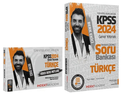 İndeks Akademi 2024 KPSS Türkçe Video Ders Notları + Soru Bankası 2 li Set - Berk Ekici İndeks Akademi Yayıncılık