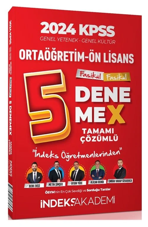 İndeks Akademi Yayıncılık - İndeks Akademi 2024 KPSS Lise Ortaöğretim Ön Lisans 5 DenemeX Fasikül Çözümlü İndeks Akademi Yayıncılık