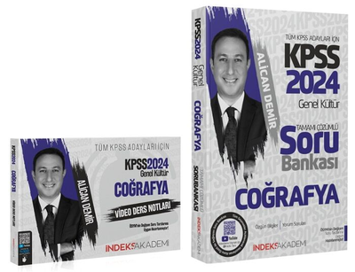 İndeks Akademi 2024 KPSS Coğrafya Video Ders Notları + Soru Bankası 2 li Set - Alican Demir İndeks Akademi Yayıncılık