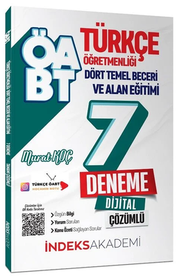 İndeks Akademi ÖABT Türkçe Dört Temel Beceri ve Alan Eğitimi 7 Deneme PDF Çözümlü - Murat Koç İndeks Akademi Yayıncılık